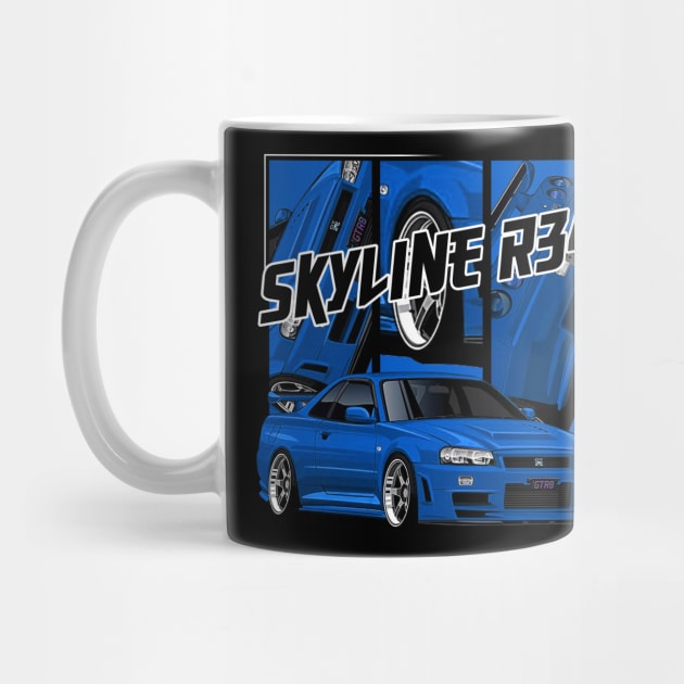 Nissan Skyline r34 GTR Blue, JDM Car by T-JD